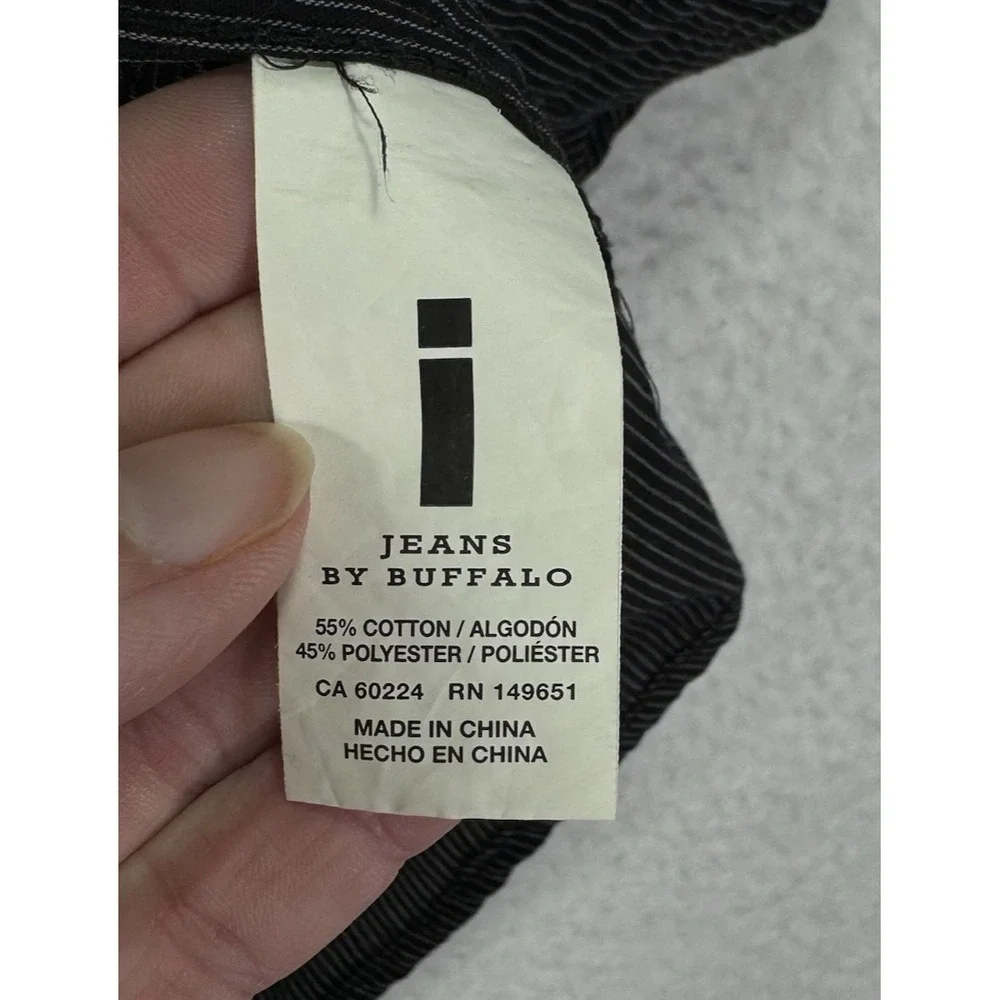 I‎ Jeans Buffalo Mens S Meyer Shirt Button Up Striped Short Sleeve Black White